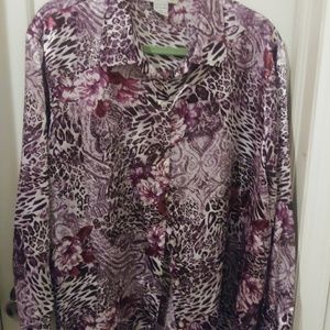 Pretty satin plum animal print Blouse